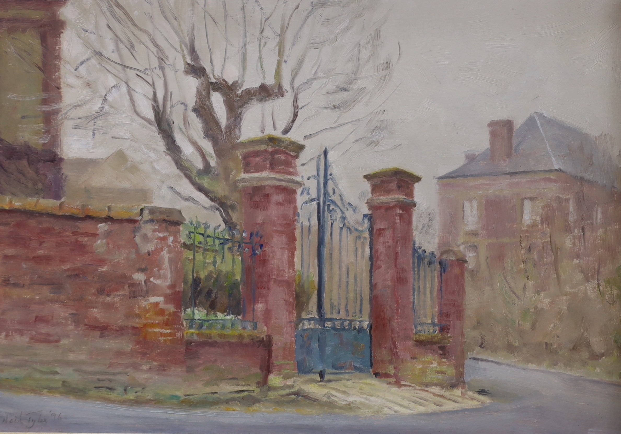 Neil Tyler (b.1945), three oils, 'Cornish tin mine', 'Old Gate, Dieppe' and 'The artist at work', signed and dated c.1996, largest 38 x 48cm